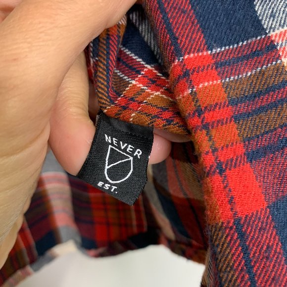 IM Imperial Motion 100% Cotton Red‎ Plaid Flannel Button Down Sz M - Picture 8 of 9